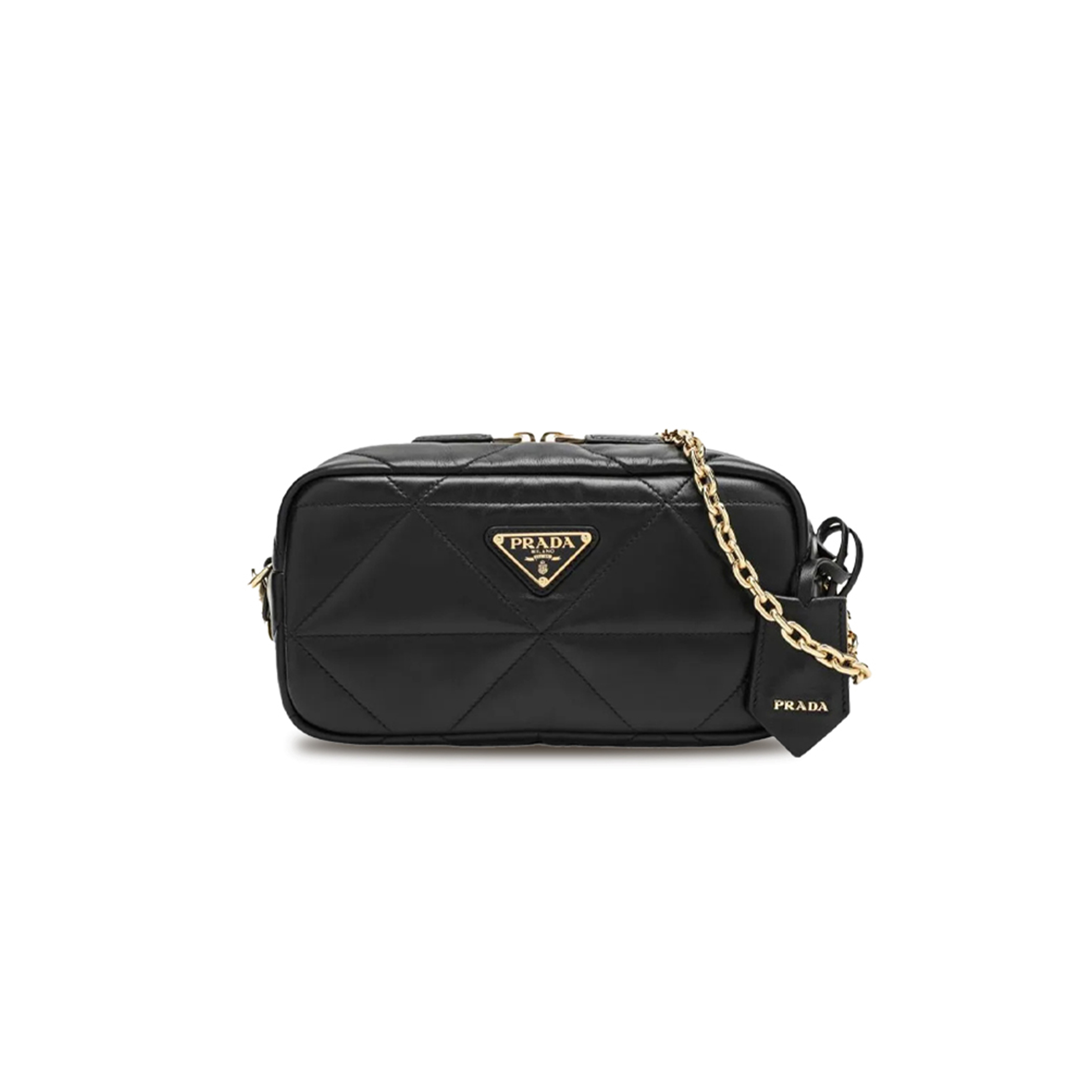PRADA BLACK QUILTED LEATHER CAMERA BAG 1BH197 (22*11*7cm)
